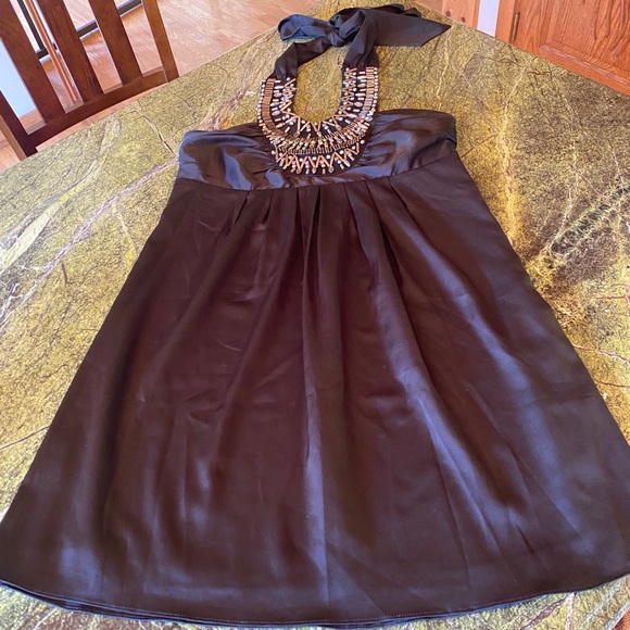 Beaded Neckline Halter Dress - Picture 1 of 5